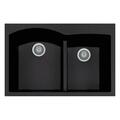 Latoscana 34 In. Elegance Drop-In Granite Composite 1-Hole Double Bowl Kitchen Sink Black Metallic AM8620-44